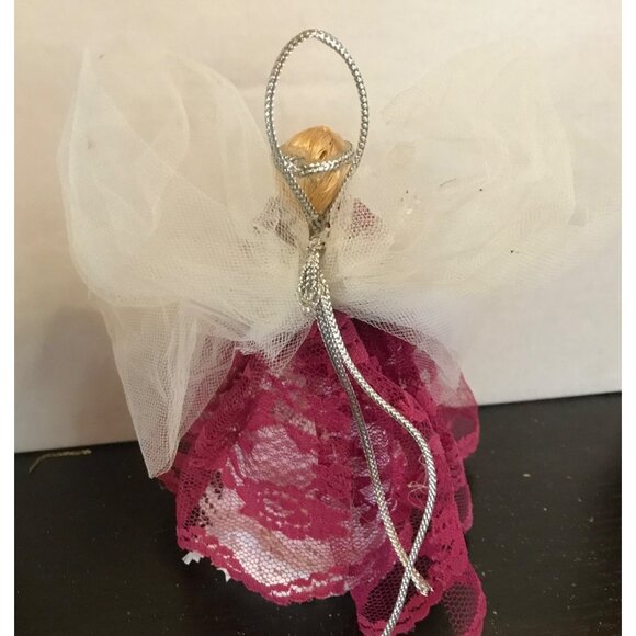 Handcrafted Angel Figurine Set of 3 With Ribbon & Lace Accents - Picture 4 of 14